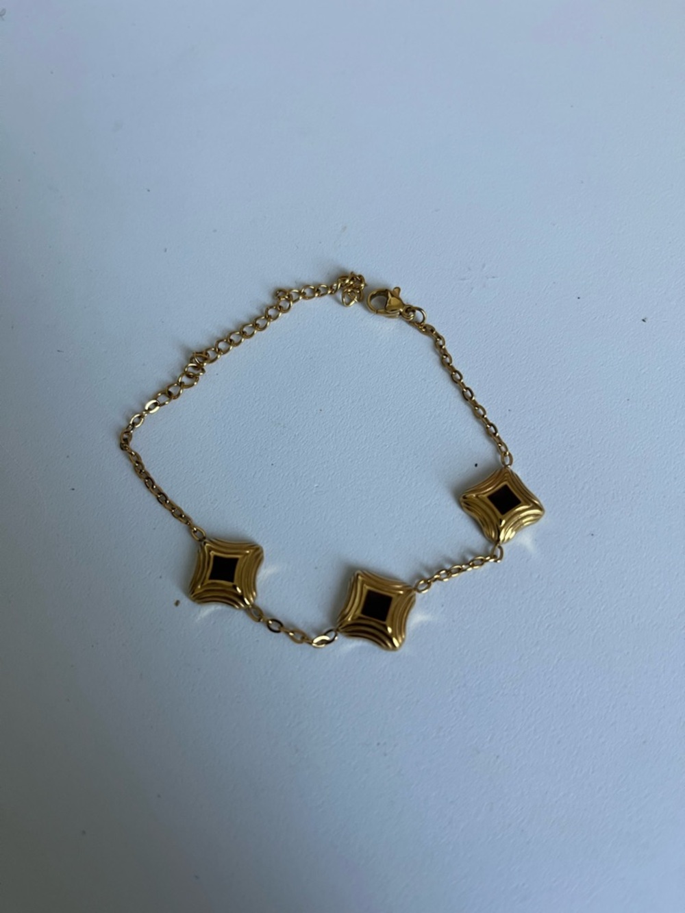 Gold and Black Square-Link Chain Bracelet